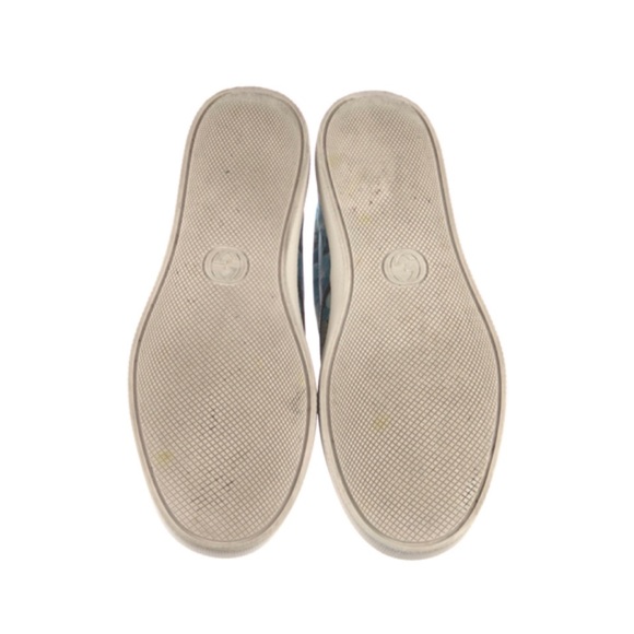 ✨Unisex GUCCI Supreme GG Logo Canvas Bloom Blue Floral Slip-On Sneakers Shoes